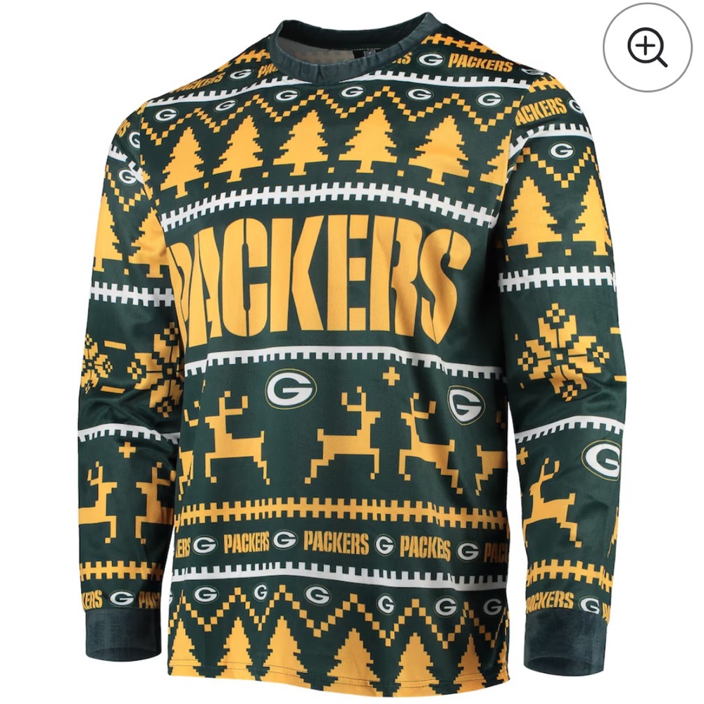 Green Bay Packers Holiday Pajama Shirt size small